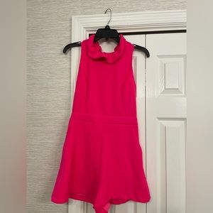 Pink Open Back Romper with Bow